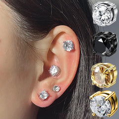 1Pair Magnetic Stud Earring Fake Piercing Crystal Clip Earrings For Women Men Punk Zi alternate view