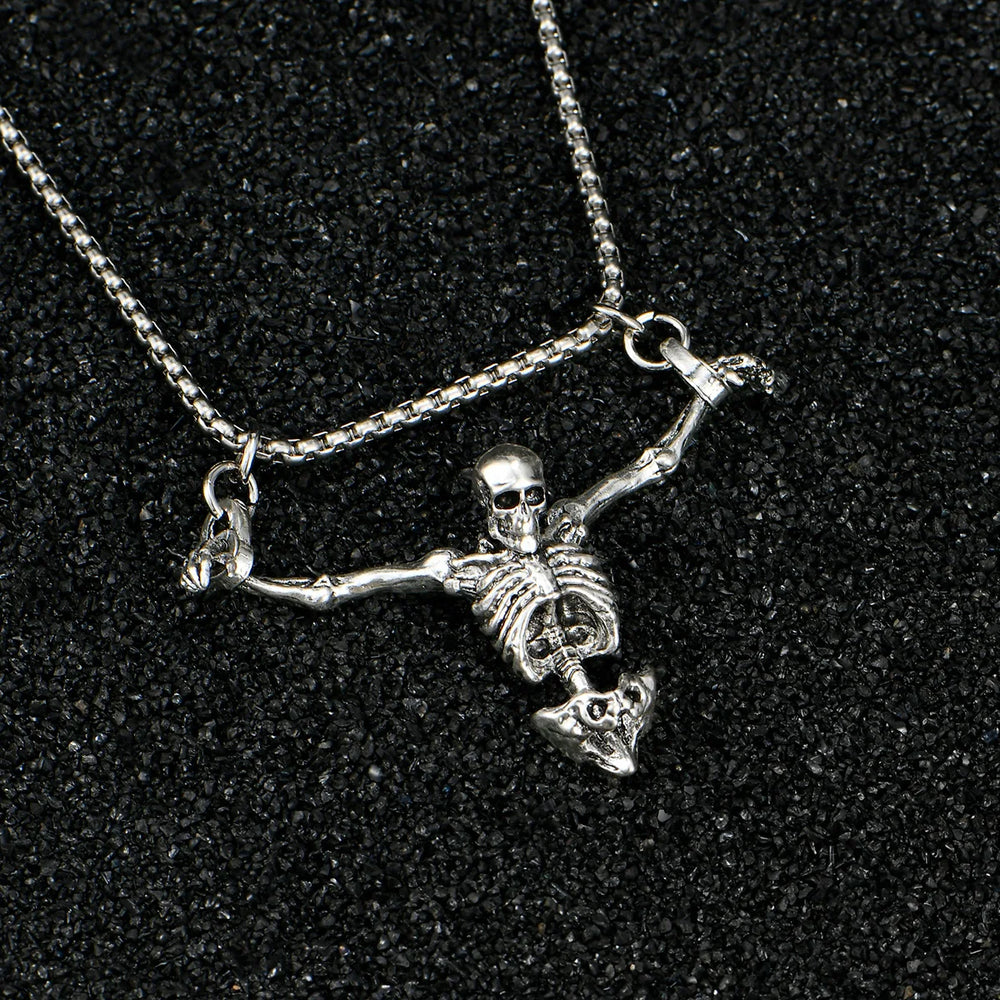 A Fashionable and Creative New Halloween Punk Style Skull Necklace Halloween Gift close-up view
