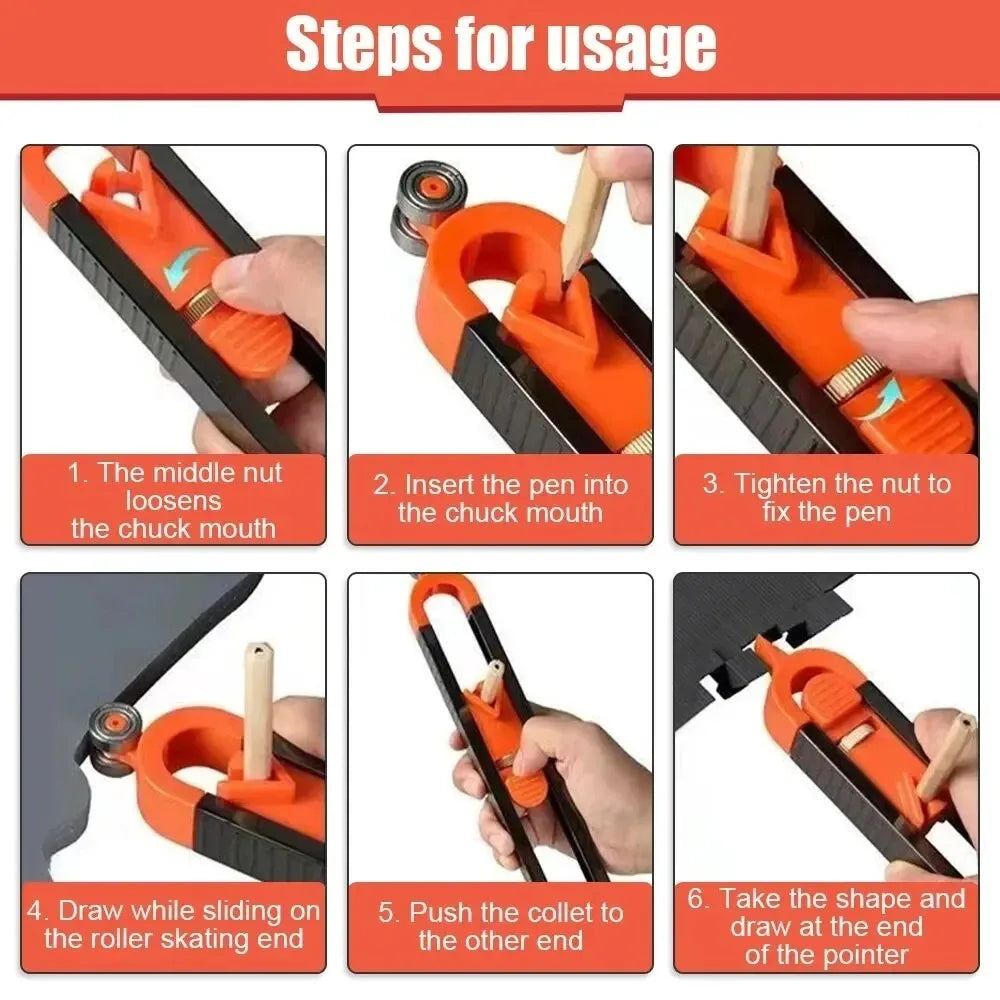 Multifunctional Contour Gauge | Precise Shape Duplication Tool for Tile Work and Wood lifestyle view