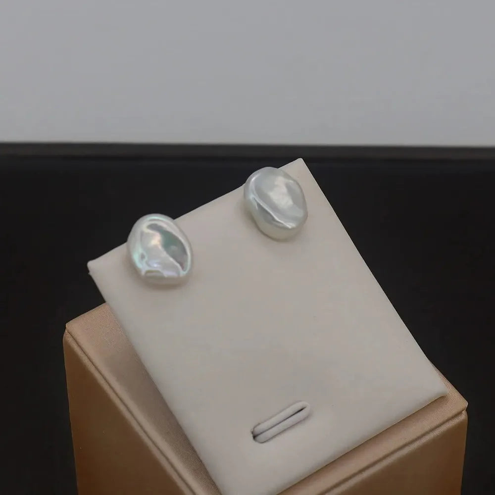 Dainashi 7-8mm Baroque Freshwater Pearl Earrings S925 Sterling Silver Keshi Pearl S additional angle
