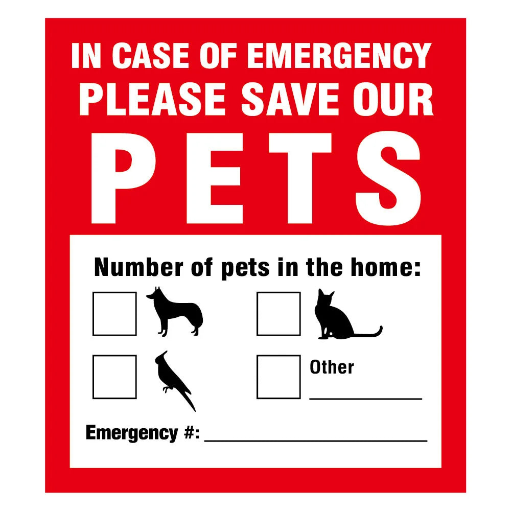 Pet Alert Safety Stickers for Fire Rescue | Emergency Pet Inside Decal for Window or alternate view