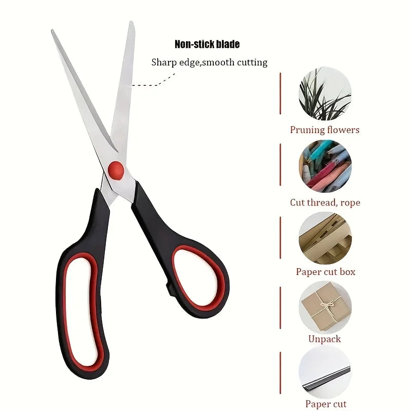 3pcs Stainless Steel Scissors Set | Multipurpose Office and Household Cutting Tool close-up view