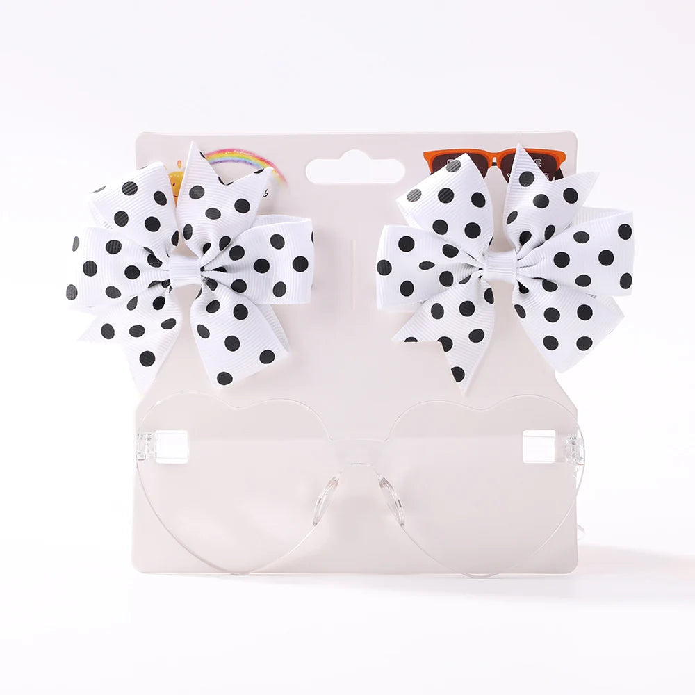 3Pcs/Pack Solid Dot Hair Bows Clip Girls Boutique Bowknot Hair Clips Kids Colorful additional angle