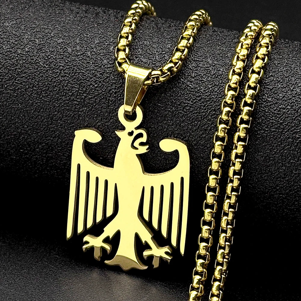 Hollow German Eagle Bundesadler National Emblem Symbol Pendant Necklaces Gold Color S lifestyle view