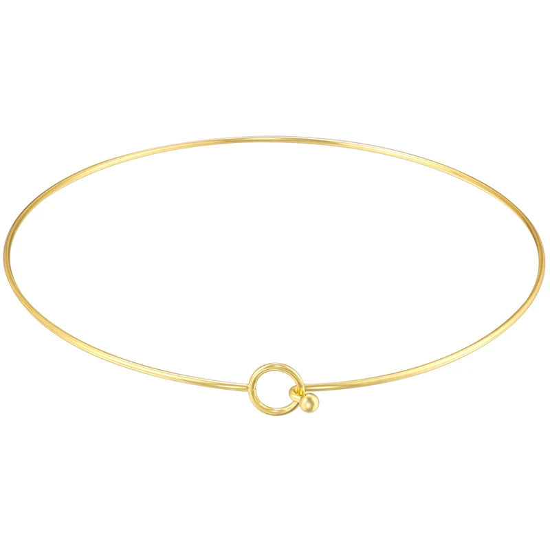 316L Stainless Steel Heart Round Adjustable Collar Women's Necklace Simple Open Neck M close-up view