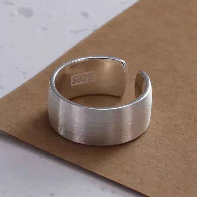 VENTFILLE 925 Sterling Silver Trend Arched Wide Ring For Female Geometry Punk Desig additional angle