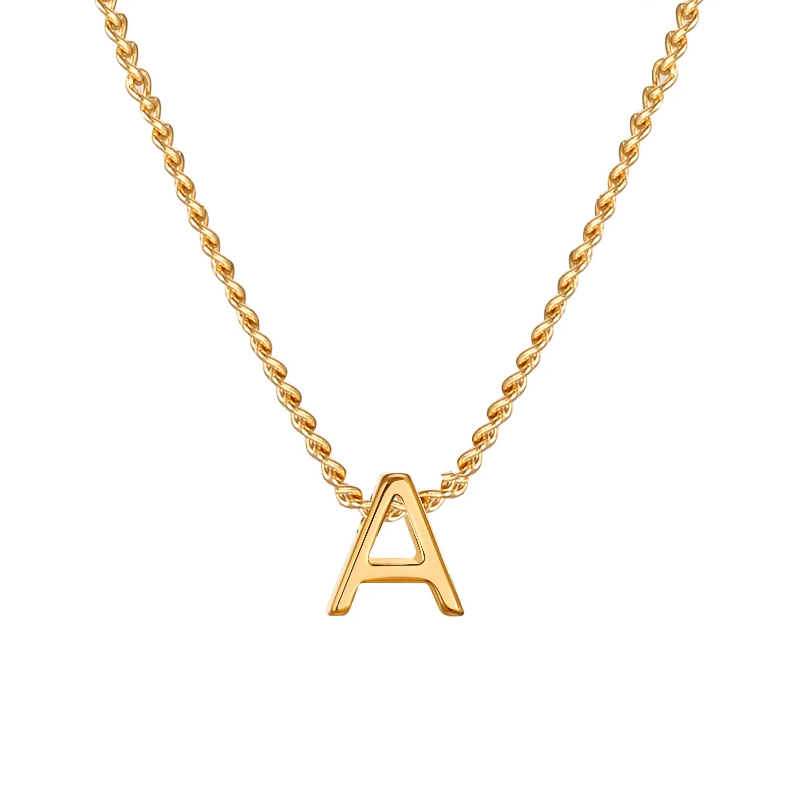 Vnox Chic Tiny A-Z Letters Necklaces for Women Girls, Gold Color Stainless Steel Initi close-up view