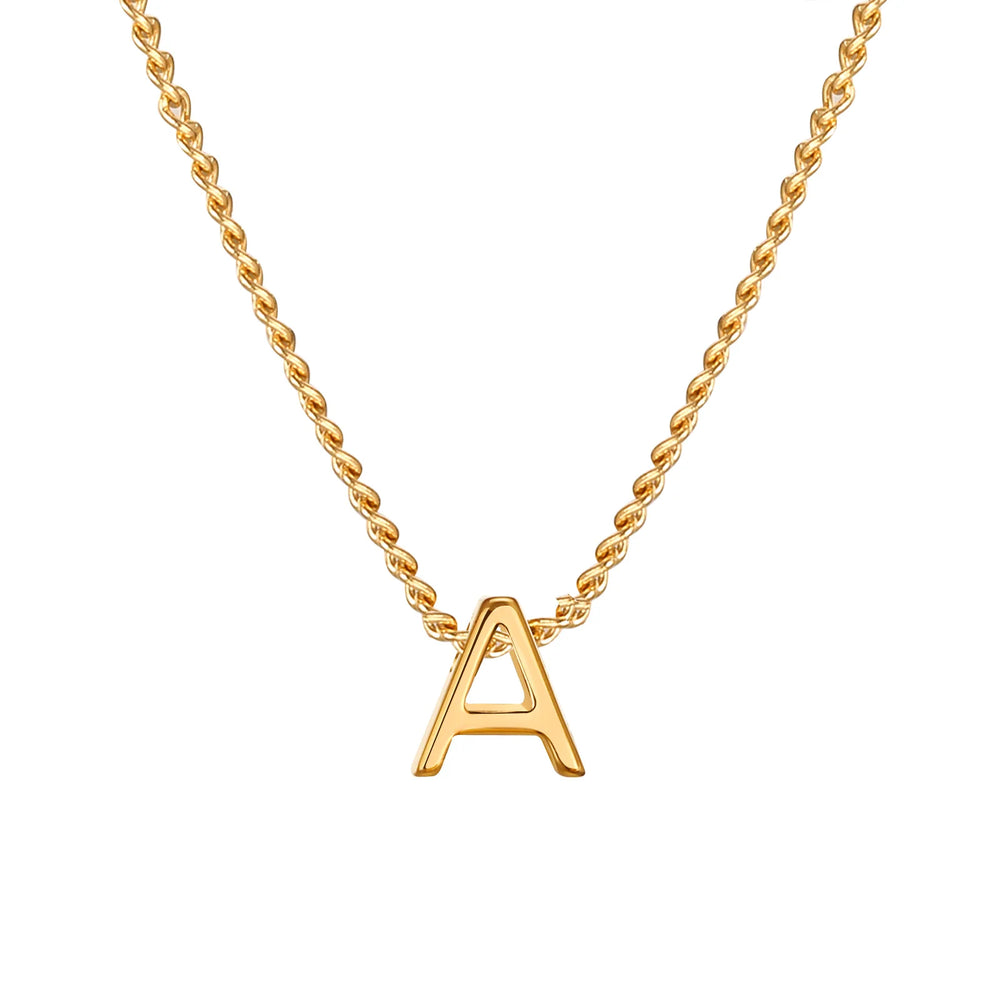 Vnox Chic Tiny A-Z Letters Necklaces for Women Girls, Gold Color Stainless Steel Initi close-up view