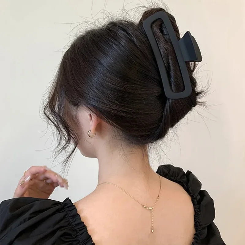 1/2/3pcs Temperament Frosted Large Rectangular Hair Clip for Women Elegant Shark Cl additional angle