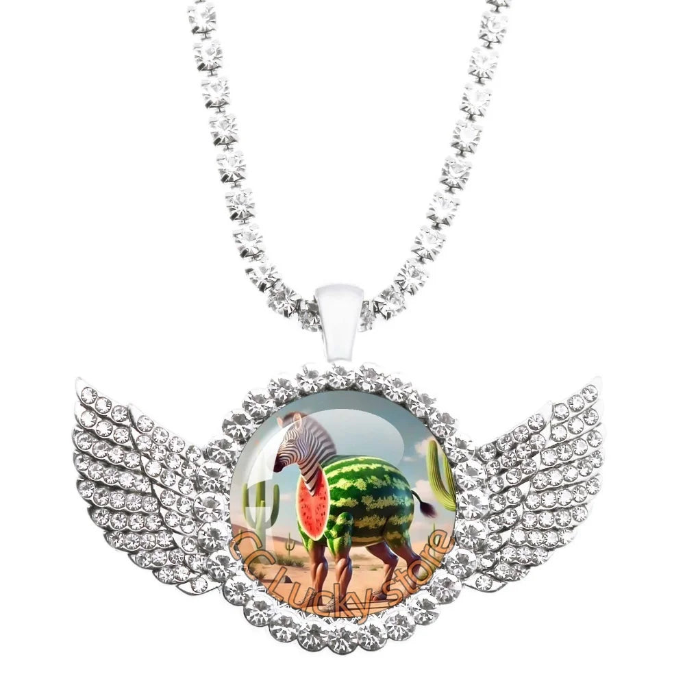 25mm Angel Wing Necklace | Italian Brainrot Pendant Funny Animal Jewelry Gift additional angle