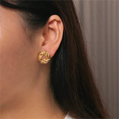 LUXUKISSKIDS Fairy Flower Earrings Stud | Gold-Plated Stainless Steel Piercing Jewelry close-up view