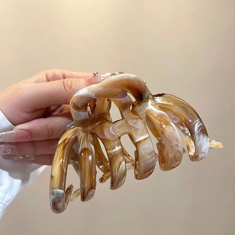 Korean Style Acrylic Pumpkin Hair Clip for Woman Elegant Temperament Shark Clip Fashion Girl's Ponytail Hair Clamp