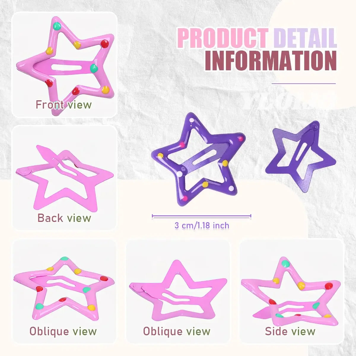 100PCS Colorful Star BB Hair Clips Cute Y2K Hair Pins for Girls Women Broken Hair Bangs Clips Fashion Hair Accessories