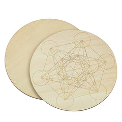 15cm Crystal Lattice Ouija Board | Laser Engraved Metatron Sacred Geometric Wooden Plate detail view