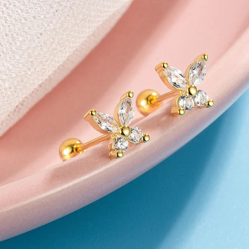Heart Stud Earrings for Women | Hypoallergenic Screw Back Piercing Jewelry additional angle