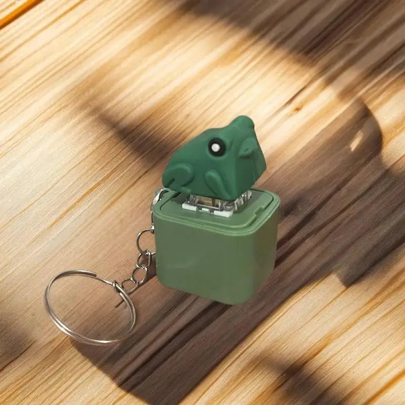 Funny Croaking Frog Duck Keychain Rechargeable Keyboard Fidget Clicker Sound Keyring W close-up view