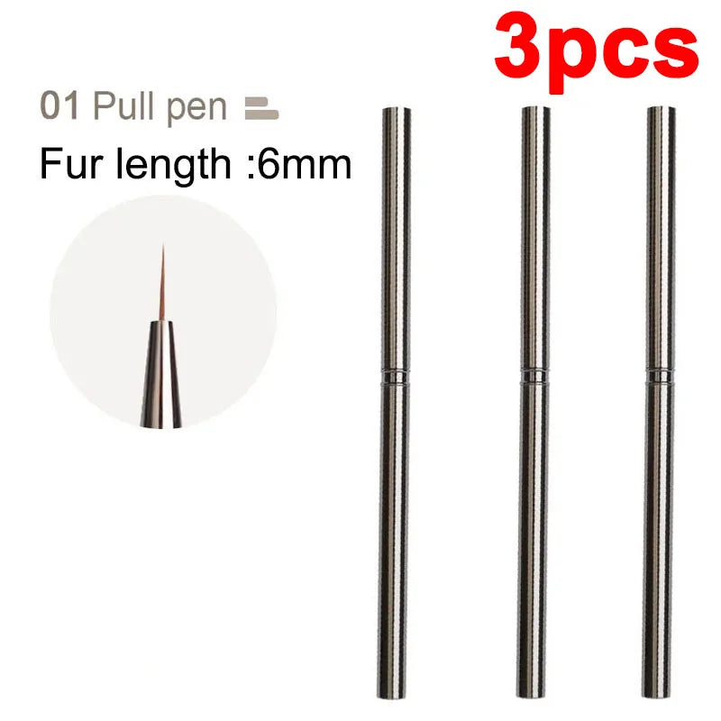 Nails Art Liner Brushes Striping Drawing Elongated Lines Painting 6/9/12/15/18mm Na additional angle