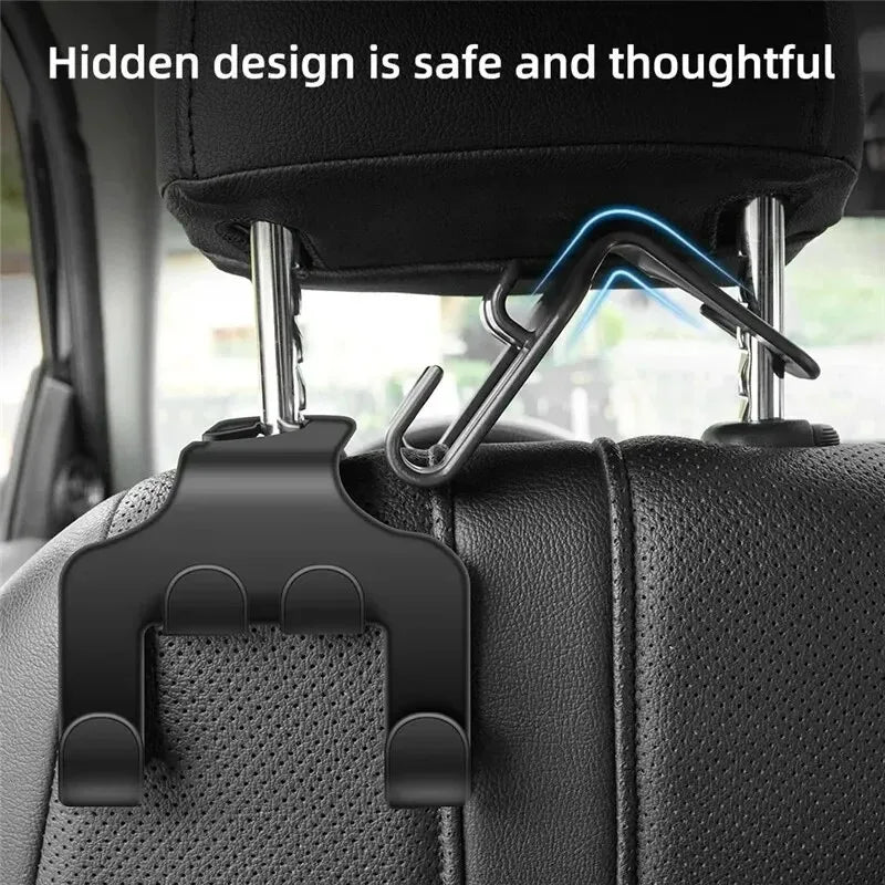 1/2/4pc Multifunctional Car Seat Back Hook Double Head Phone Hanger Headrest Hanging lifestyle view