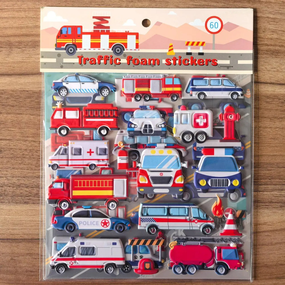 9 Styles Cute Double Layer 3D Foam Stickers | Alphabet, Cars, Food Cartoon for DIY Noteb detail view