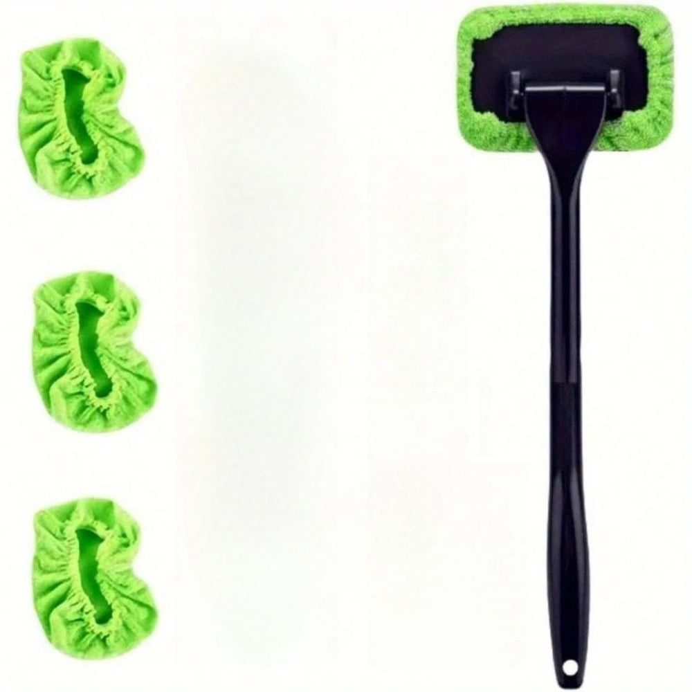 Car Windshield Cleaning Tool, Telescopic Handle Window Cleaner with Washable Microf additional angle