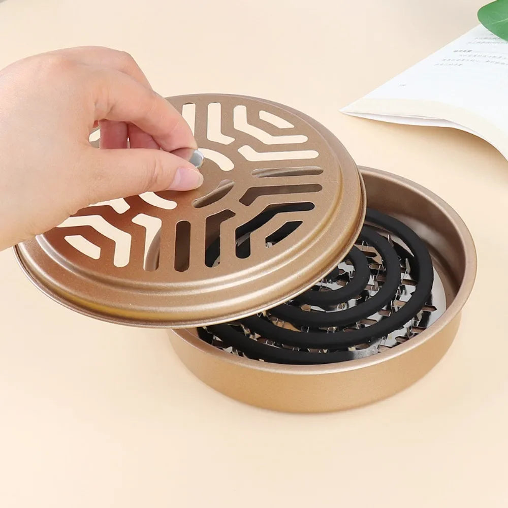 Fireproof Mosquito Coil Box with Serrated Lid | Outdoor Iron Coil Holder for Campin additional angle