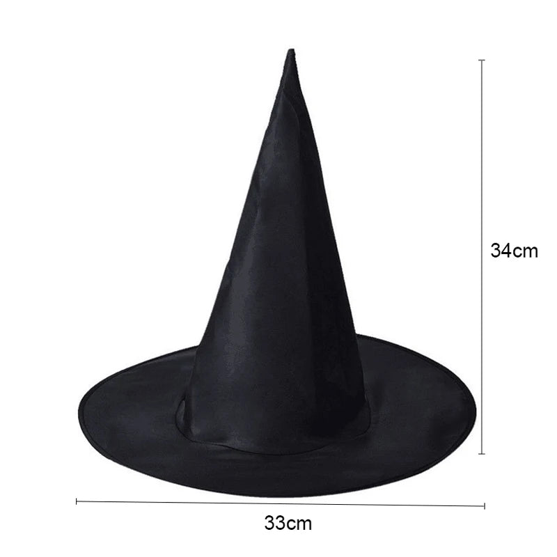 Halloween Witch Hat Black Folds Wizard Hats detail view