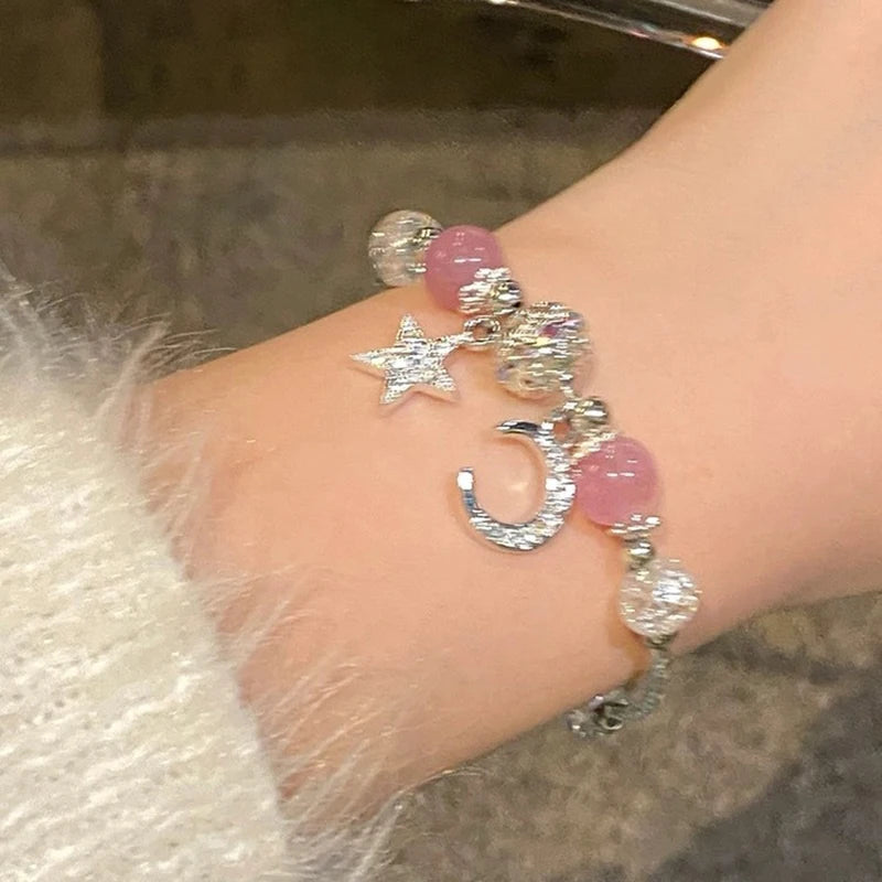 Crystal Butterfly Pendant Bracelet | Colorful Glass Bead Jewelry for Women close-up view