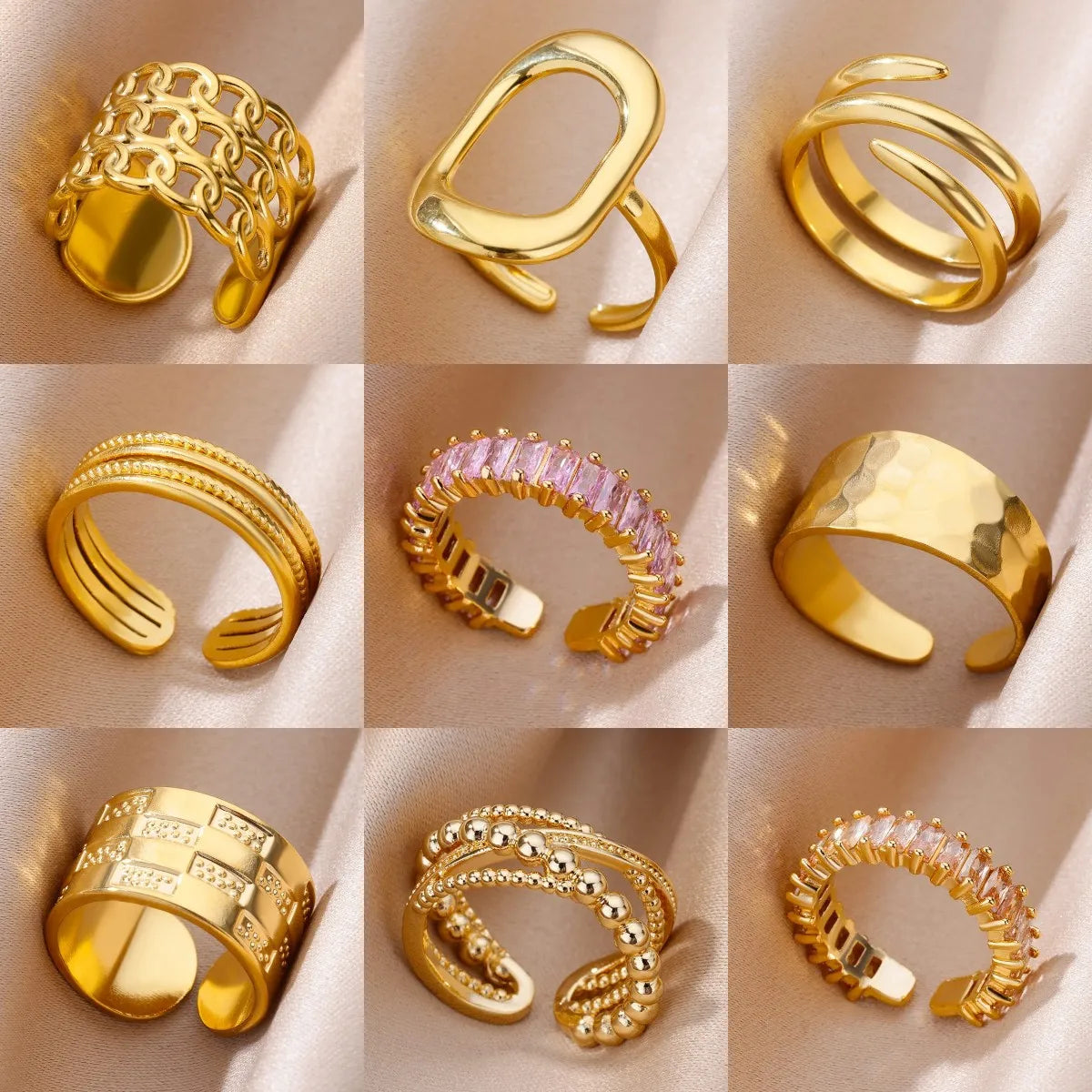 316L Stainless Steel Rings for Women Gold Color Never Fade Luxury Classic rings wedding couple rings