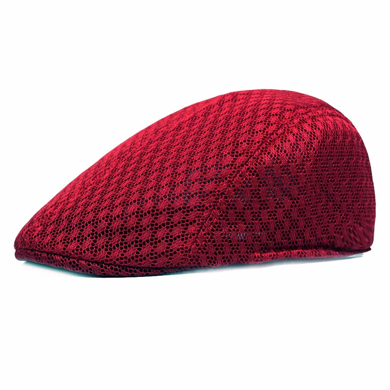Summer Mesh Beret Hat | Unisex Newsboy Flat Cap for Casual Wear close-up view