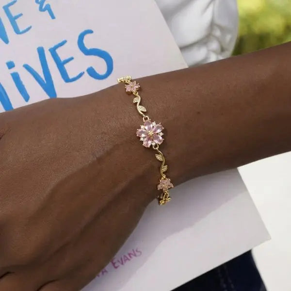 Sparkling Cherry Blossoms Butterfly Bracelet Women's Fashion Temperament Wave Moon Fl lifestyle view