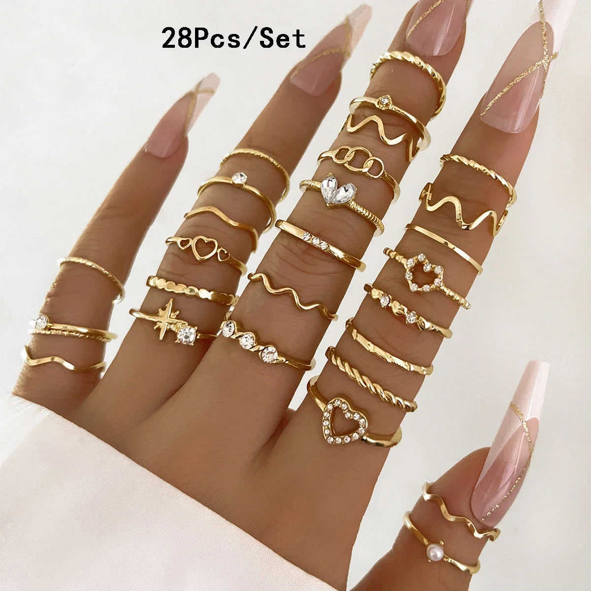 30Pcs Bohemian Geometric Knuckle Rings Set For Women Gold Silver Color Finger Ring Gi lifestyle view
