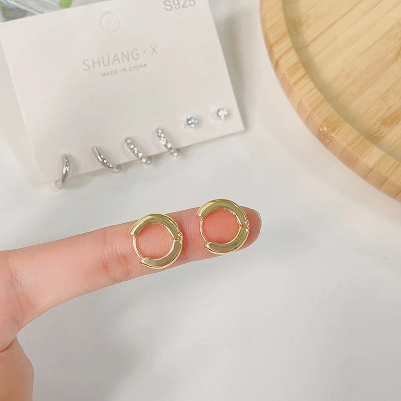 1 Set New Fashion Metal Circle Drop Small Earrings For Women Trend Pendant Piercing Earr detail view