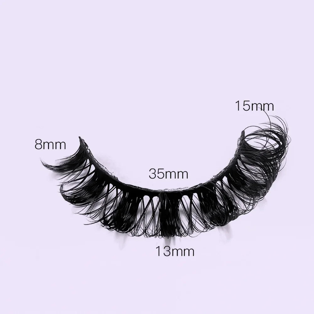 4 Pairs 3D Mink DD Curl Russian Lashes Reusable Fluffy Strip Eyelashes for Eyelashes E close-up view