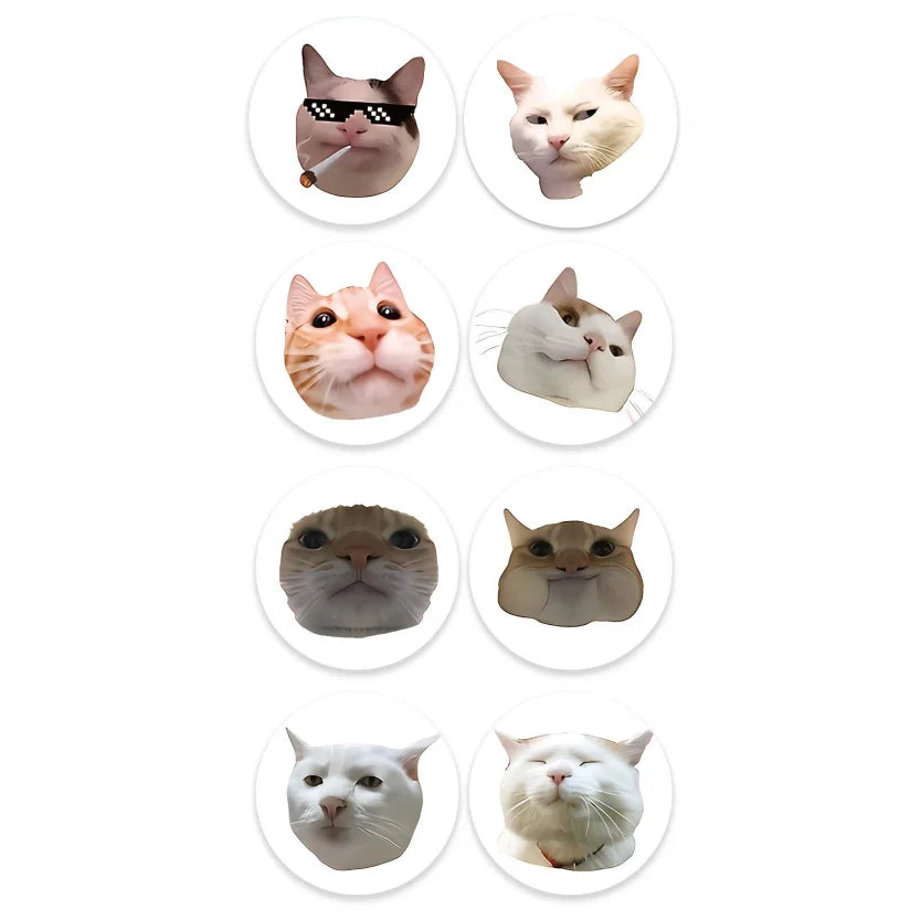 Funny Cat Meme Stickers for Kids | 100 or 500 Pack Teacher Reward Stickers close-up view