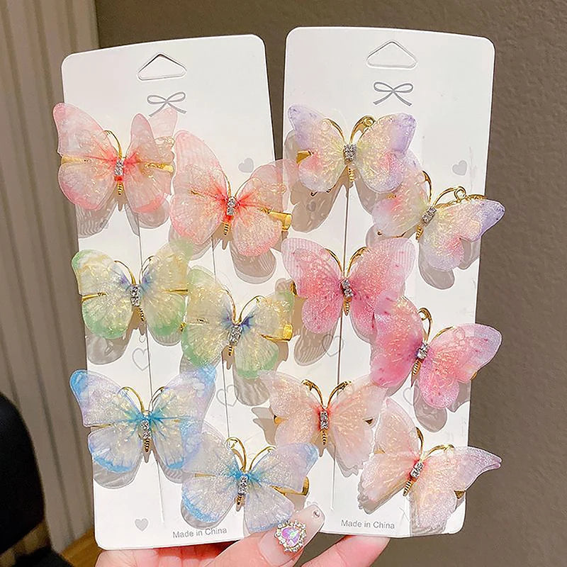 Random Colorful Butterfly Hairpins Girl Hair Clips Barrettes Women Sweet Hair Ornament Rainbow Headwear Fashion Hair Accessories
