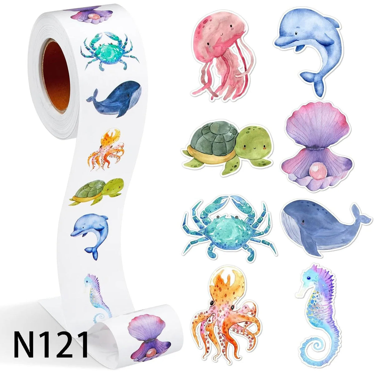 100-500PCS New Stickers Small Roll Packaging Animal Pack Rolling Stickers Photocard D alternate view