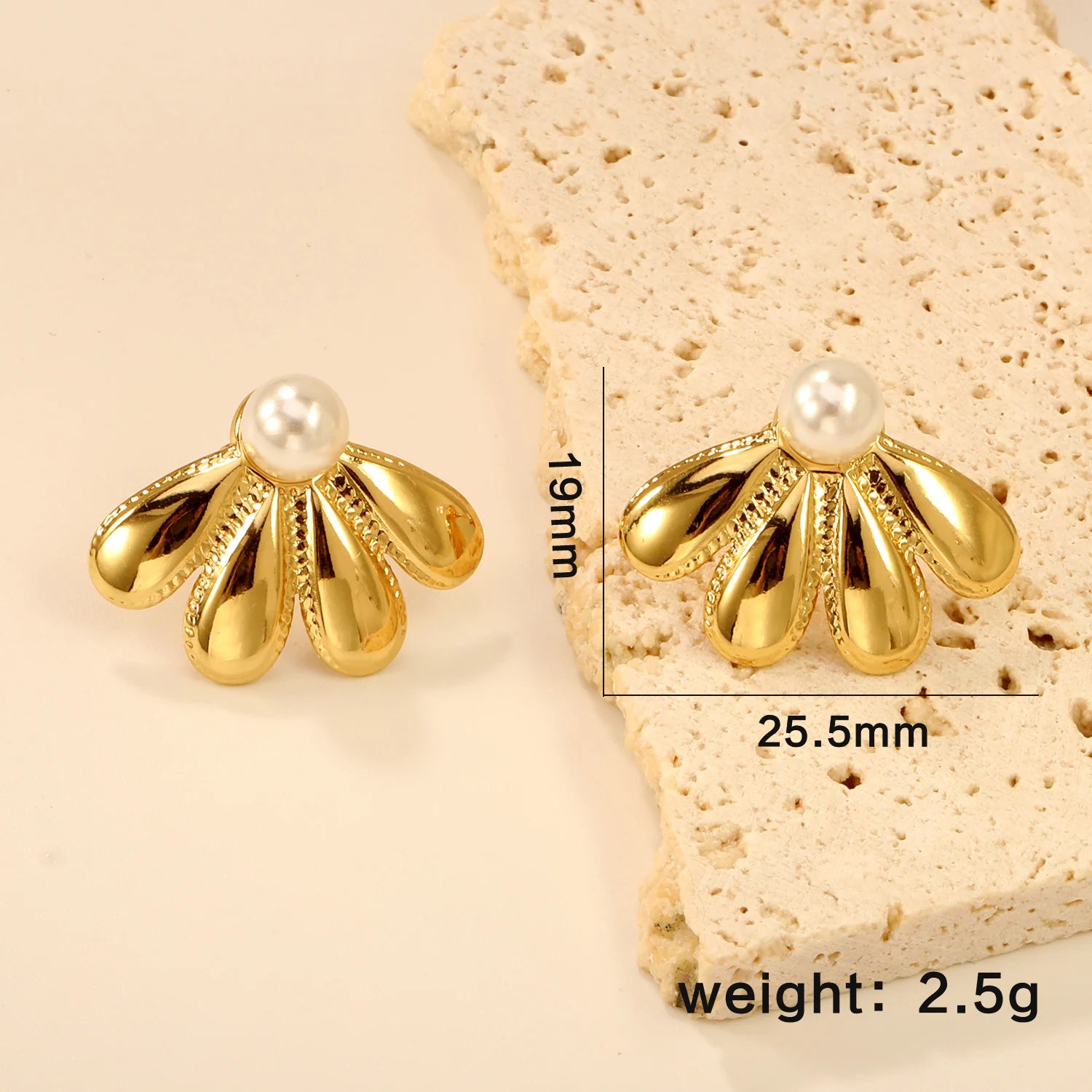 LUXUKISSKIDS Fairy Flower Earrings Stud | Gold-Plated Stainless Steel Piercing Jewe additional angle