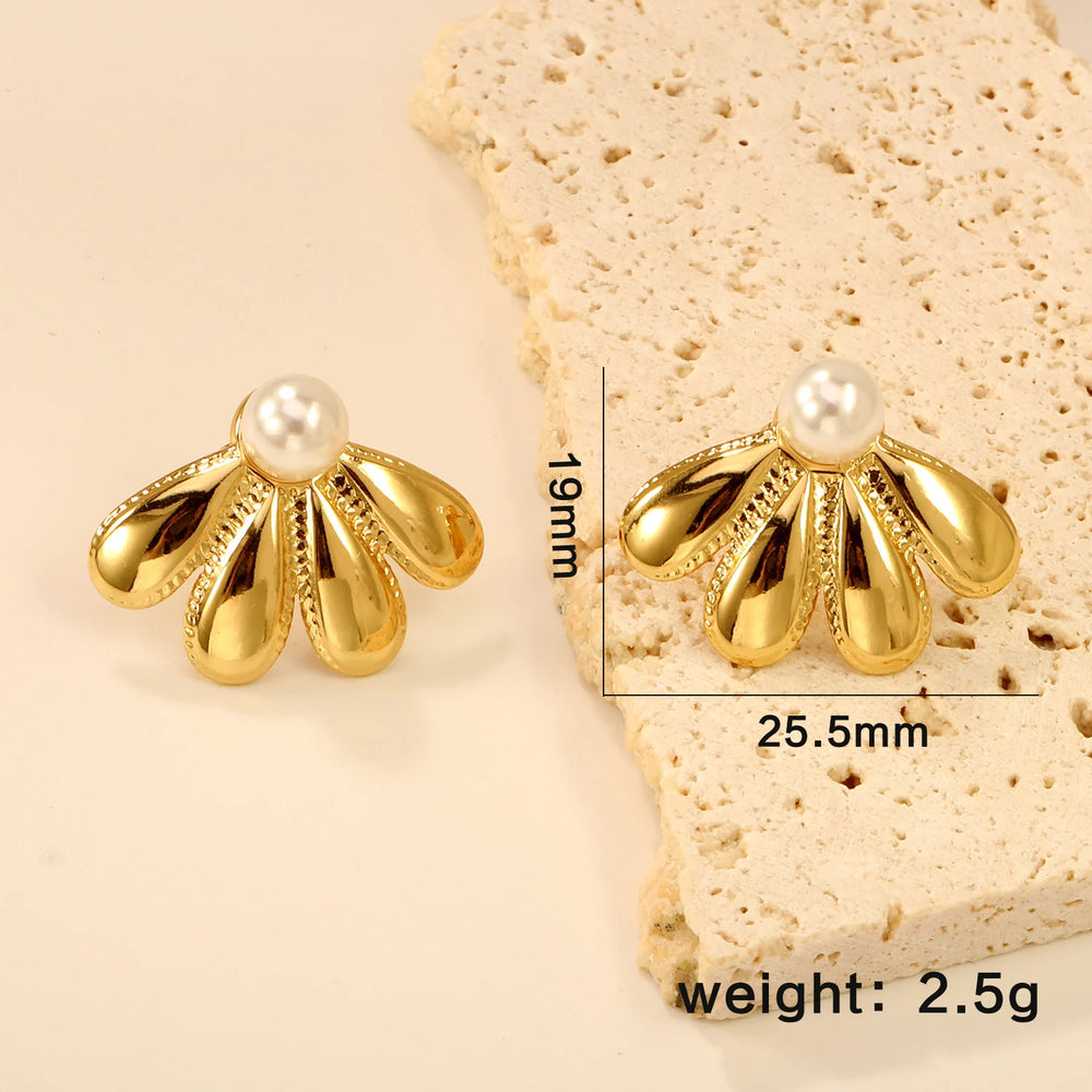LUXUKISSKIDS Fairy Flower Earrings Stud | Gold-Plated Stainless Steel Piercing Jewe additional angle