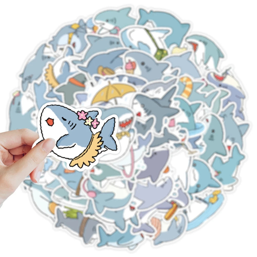 50 Funny Shark Meme Stickers Pack | Waterproof PVC Decals for Laptop, Luggage, Skateboar detail view