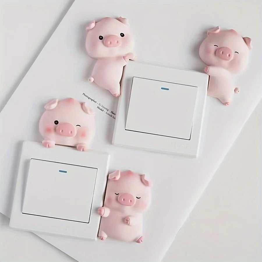 3D Cartoon Pig Light Switch Cover | Sweet Pink Animal Wall Decor detail view