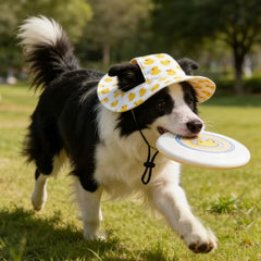 Cute Print Dog Hat for Small Medium Dogs | Adjustable Pet Cap for Pug Corgi Dachshund close-up view