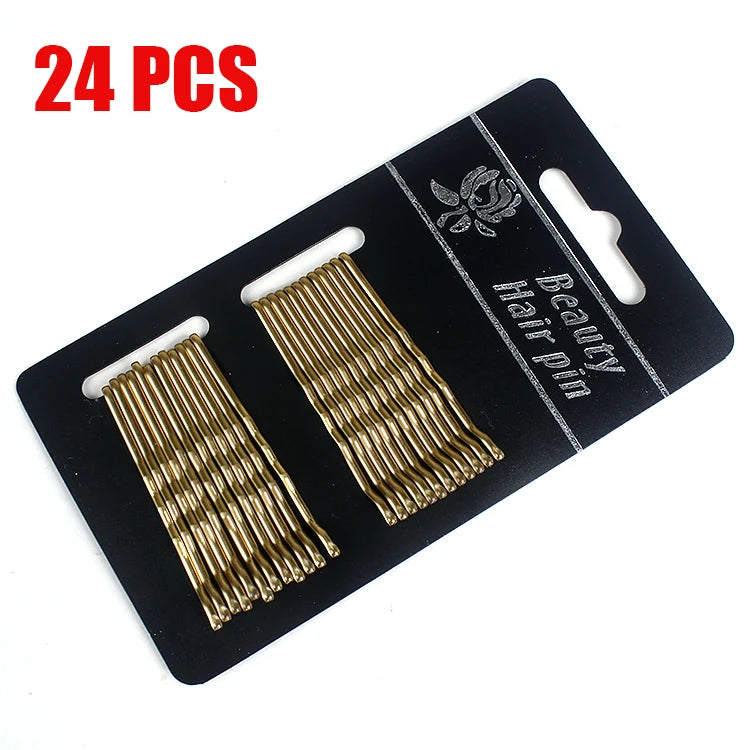50Pcs Gold Hairpins for Women Hair Clip Lady Bobby Pins Black Invisible Wave Hairgrip Ba detail view