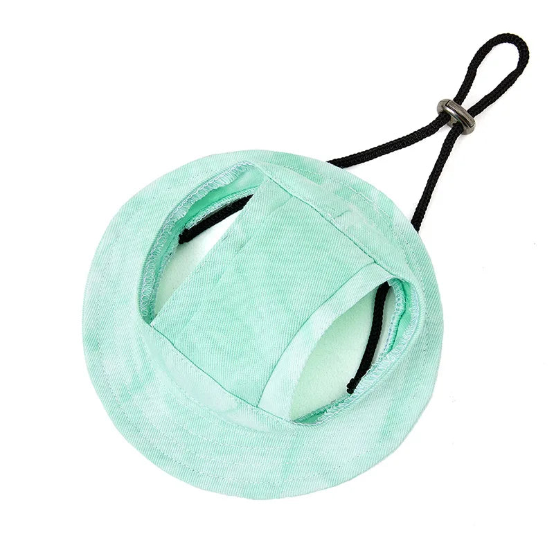 Dog Sun Hat with Ear Holes | Breathable Cotton Bucket Hat for Small Pets alternate view
