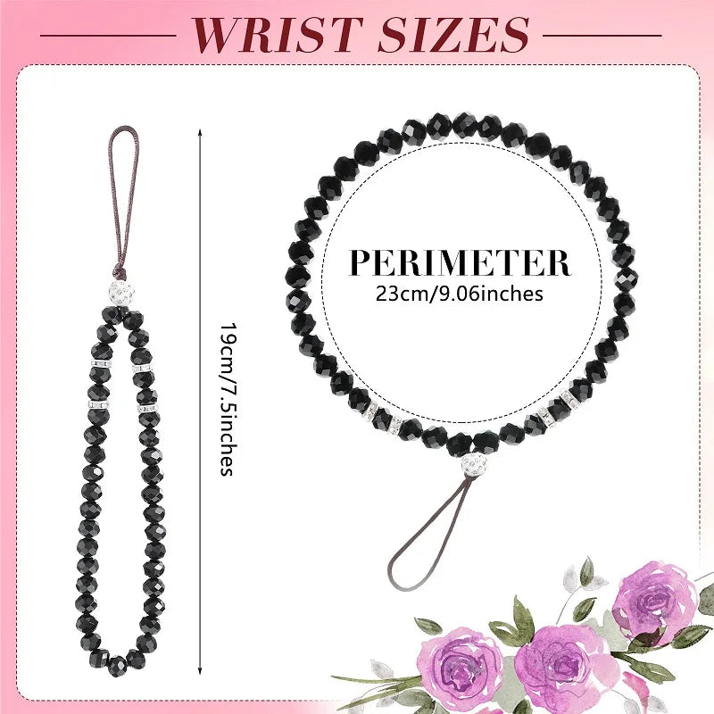 Crystal Beads Phone Charm Phone Lanyard Strap Hand Wrist Lanyard Strap Ladies Anti-Lost detail view