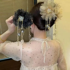 Fashion Flower Tassel Hair Clip For Women Girls Shark Ponytail Clip Headdress Temperament Headwear Hair Accessories Gifts