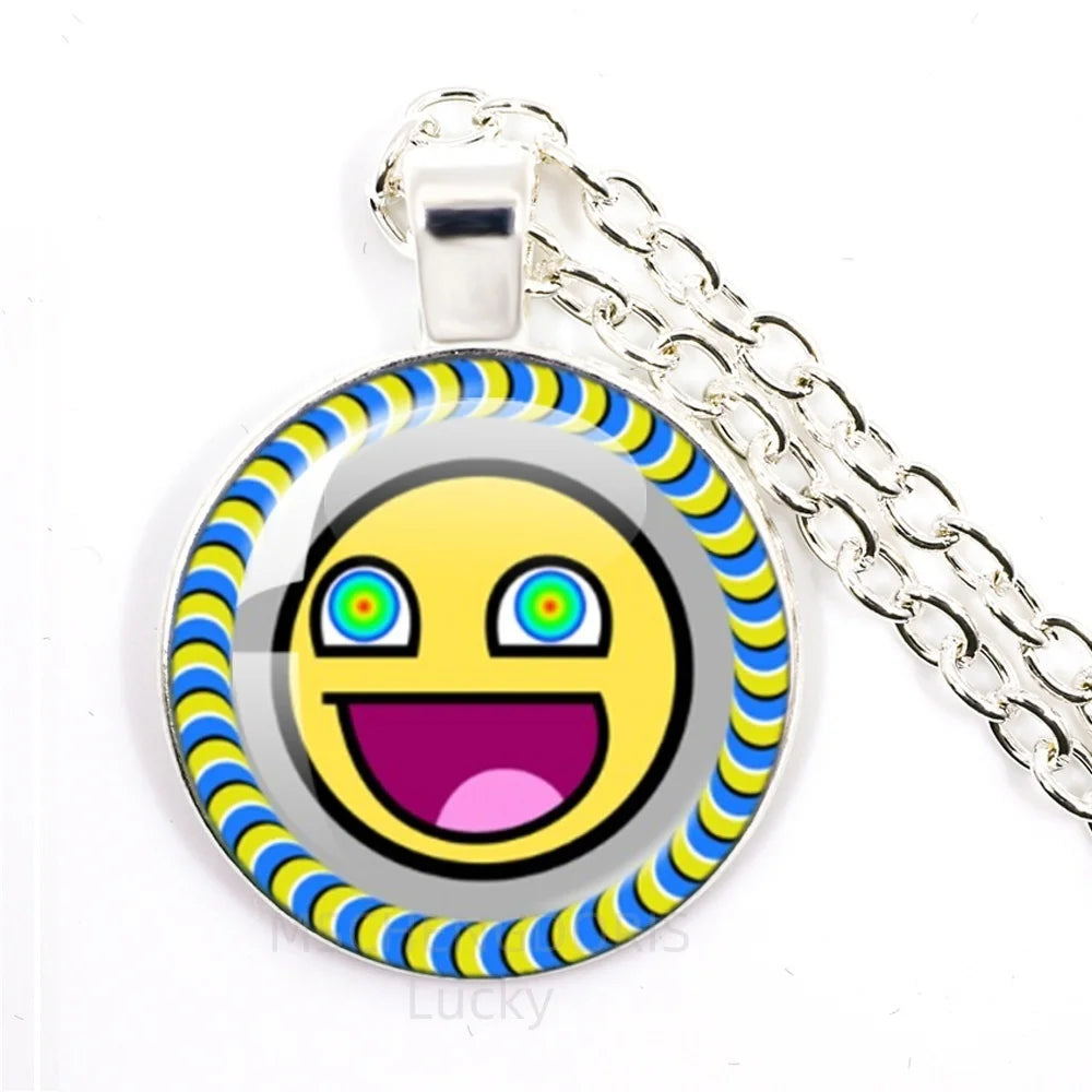 Funny Meme Cartoon Glass Pendant Necklace | Unisex Party Jewelry Gift additional angle