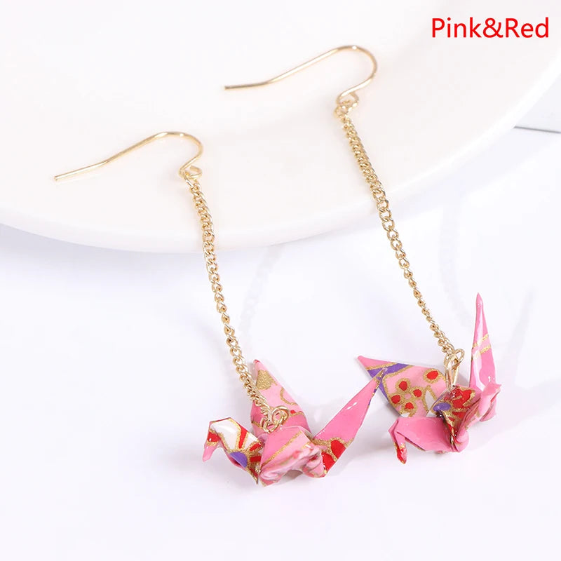 Origami Crane Earrings | Handcrafted Paper Bird Jewelry lifestyle view