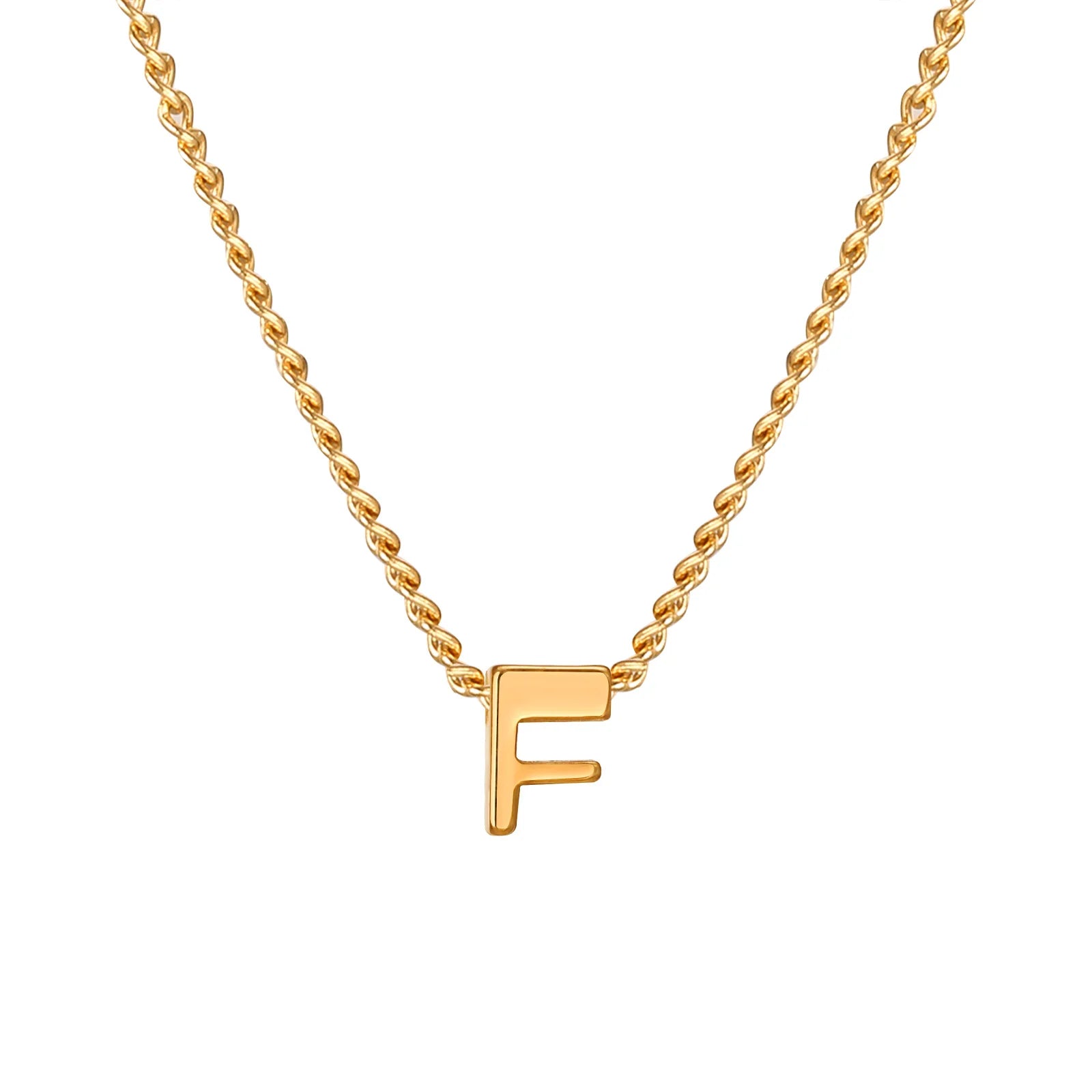 Vnox Chic Tiny A-Z Letters Necklaces for Women Girls, Gold Color Stainless Steel Initial detail view