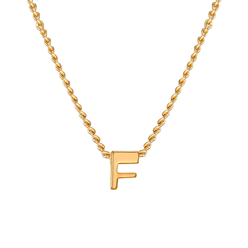Vnox Chic Tiny A-Z Letters Necklaces for Women Girls, Gold Color Stainless Steel Initial detail view