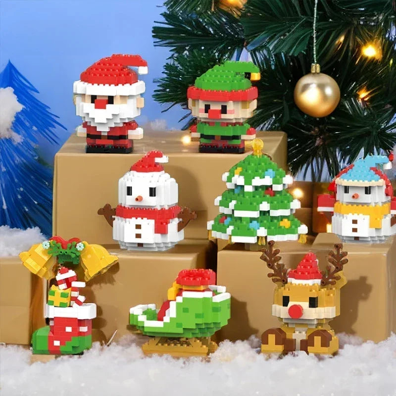 Christmas Micro Building Block Set | Santa and Reindeer Puzzle Toy lifestyle view